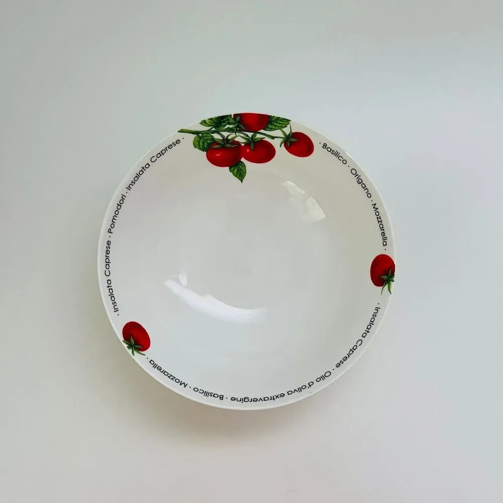 CRATE & BARREL Insalata Caprese Italian Tomato Pasta & Salad Bowls, Set of 4